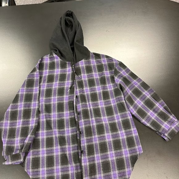 Shein Hooded Purple "Flannel" Button up - 2XL - Picture 2 of 5